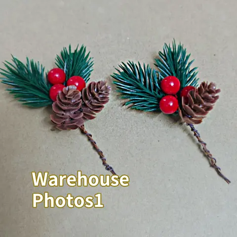10pcs Mini Artificial Pine Red Berry Stem Pine Tree Branches DIY Christmas Decoration Simulation Artificial Pine Cone Berry