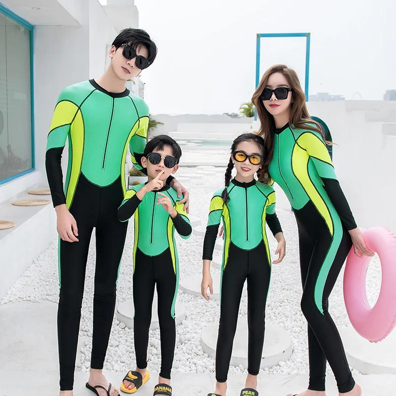 Surfing Swimsuit for Women Man children Boy Girls Long Sleeve Bathing Suits diving suit Wetsuits Family Swimwear Rash Guard 2022