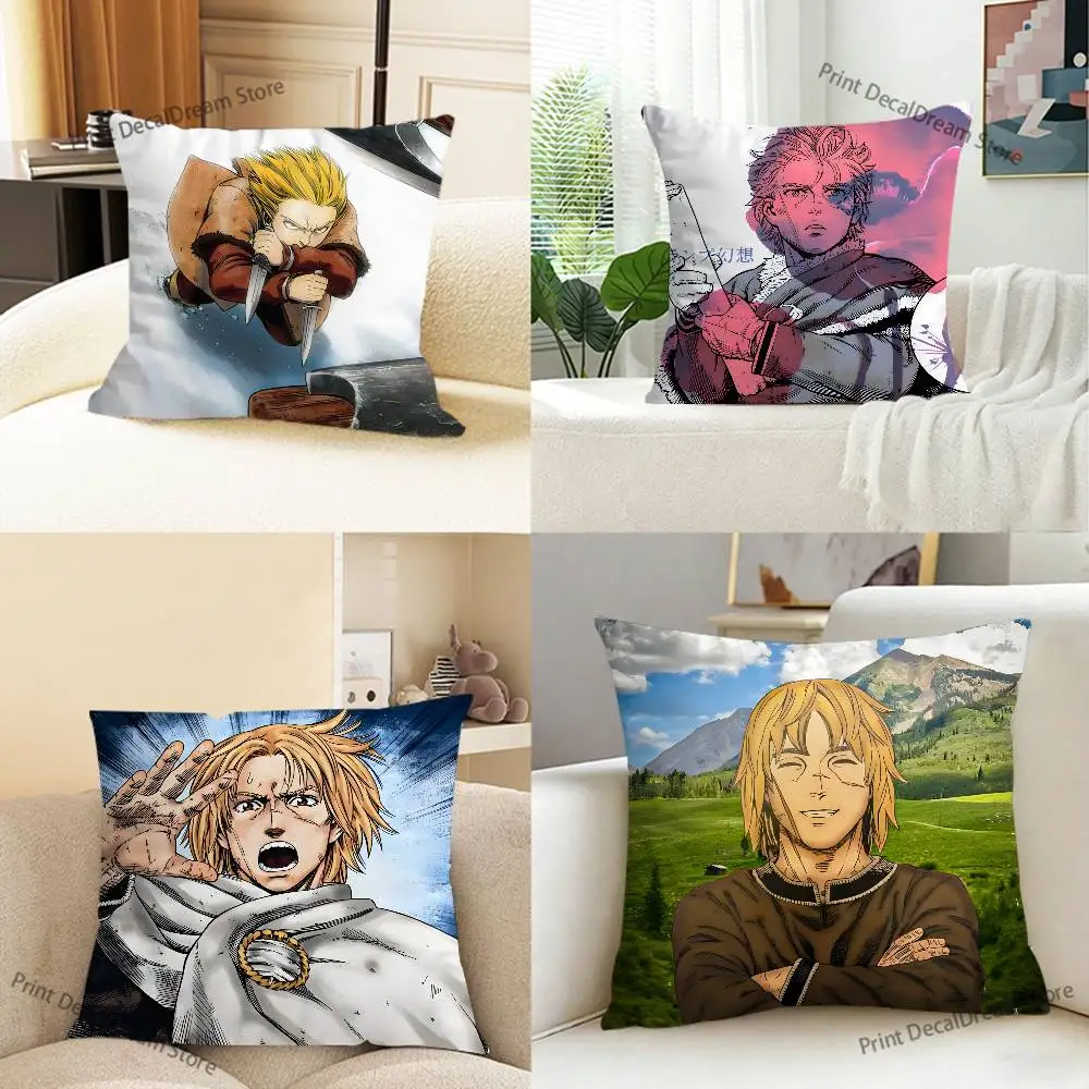 Anime Thorfinn V-Vinland Pillow Case For Sofa Decor Car Office Room Printing Cushion Cover Decorations and Protector