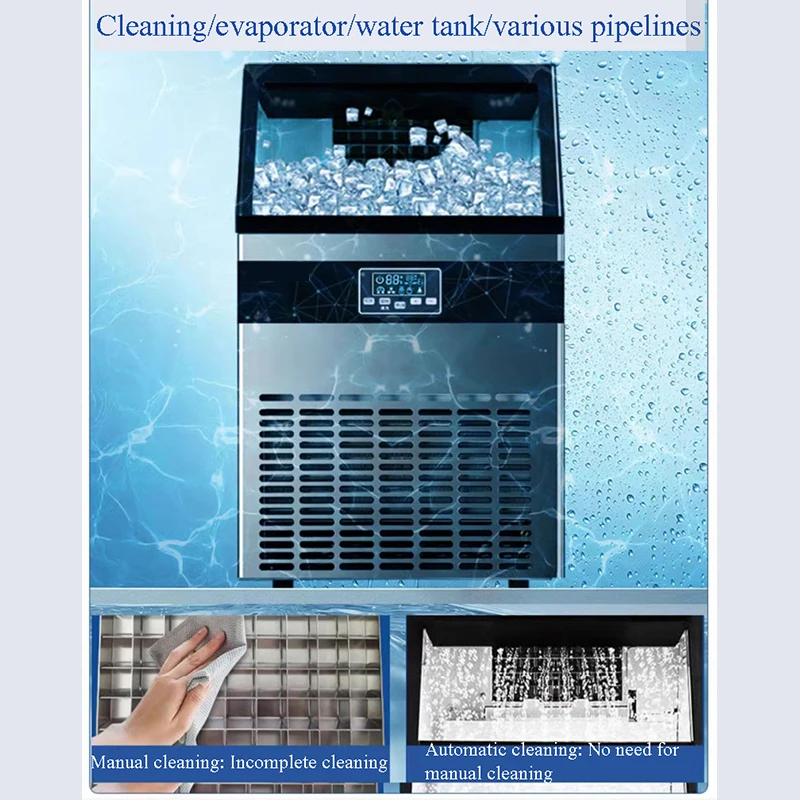 

Commercial 200kg 440lb Automatic Ice Cube Making Machine 220v Produces Transparent Square Ice Block for Restaurant Business
