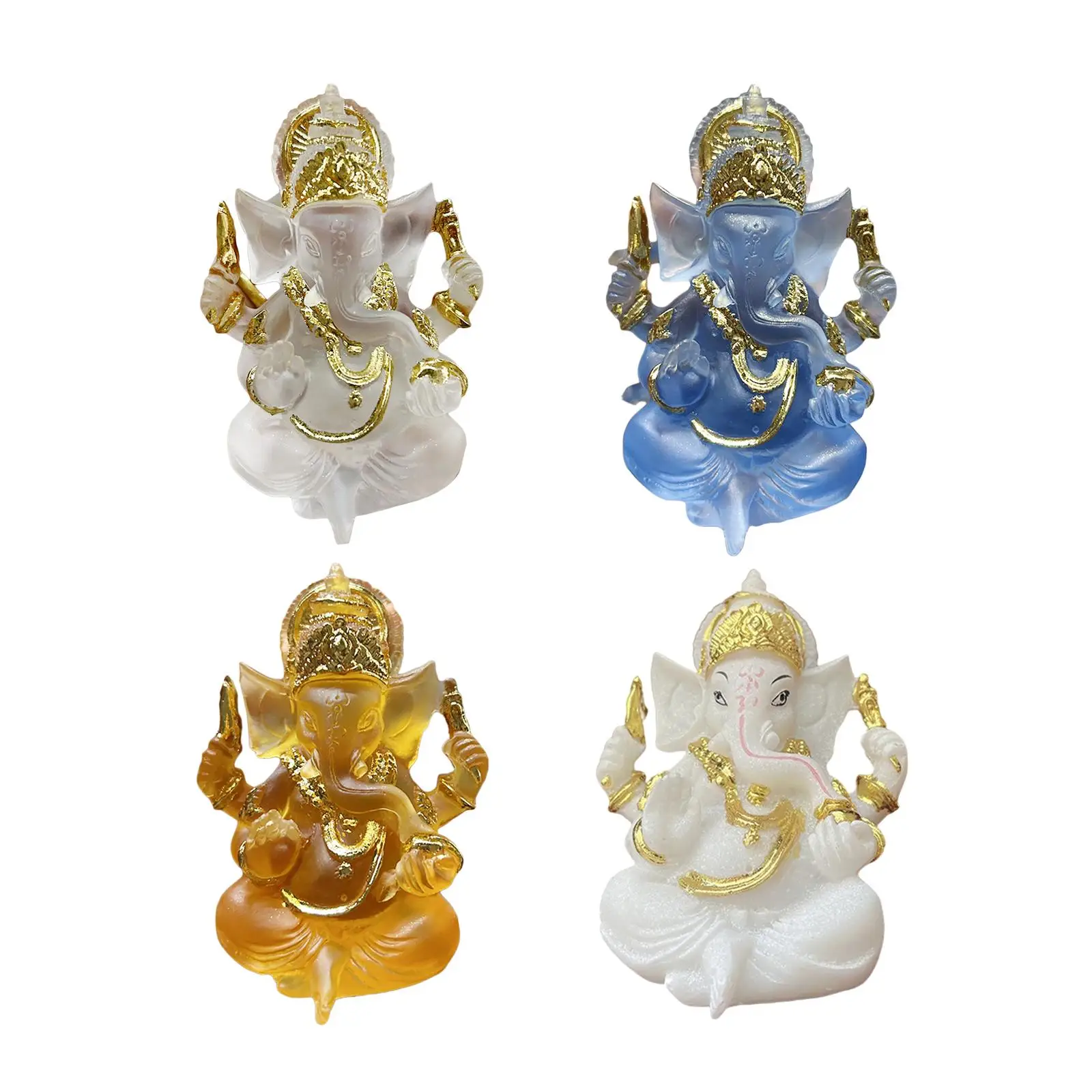 Ganesha Sitting Buddha Statue Sculpture 3.5inch Tall Decorative Handmade Craft for Home Garden Bonsai Decor Easily Clean