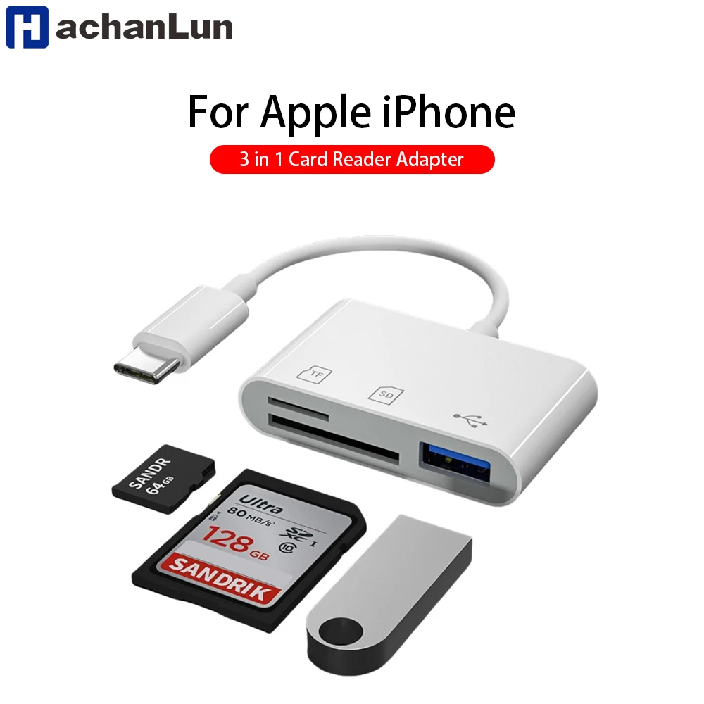 3 In 1 SD TF Card Reader For Apple iPhone 14 12 13 11 Pro Max XR XS USB C Camera Converter For iPad Android  Laptop OTG Adapter