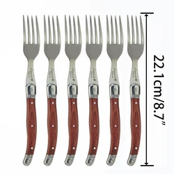 6pcs Laguiole Steak Knives Stainless Steel Table Knife Fork Wood Handle Dinner Cutlery Japanese KitchenTableware Christmas Gift