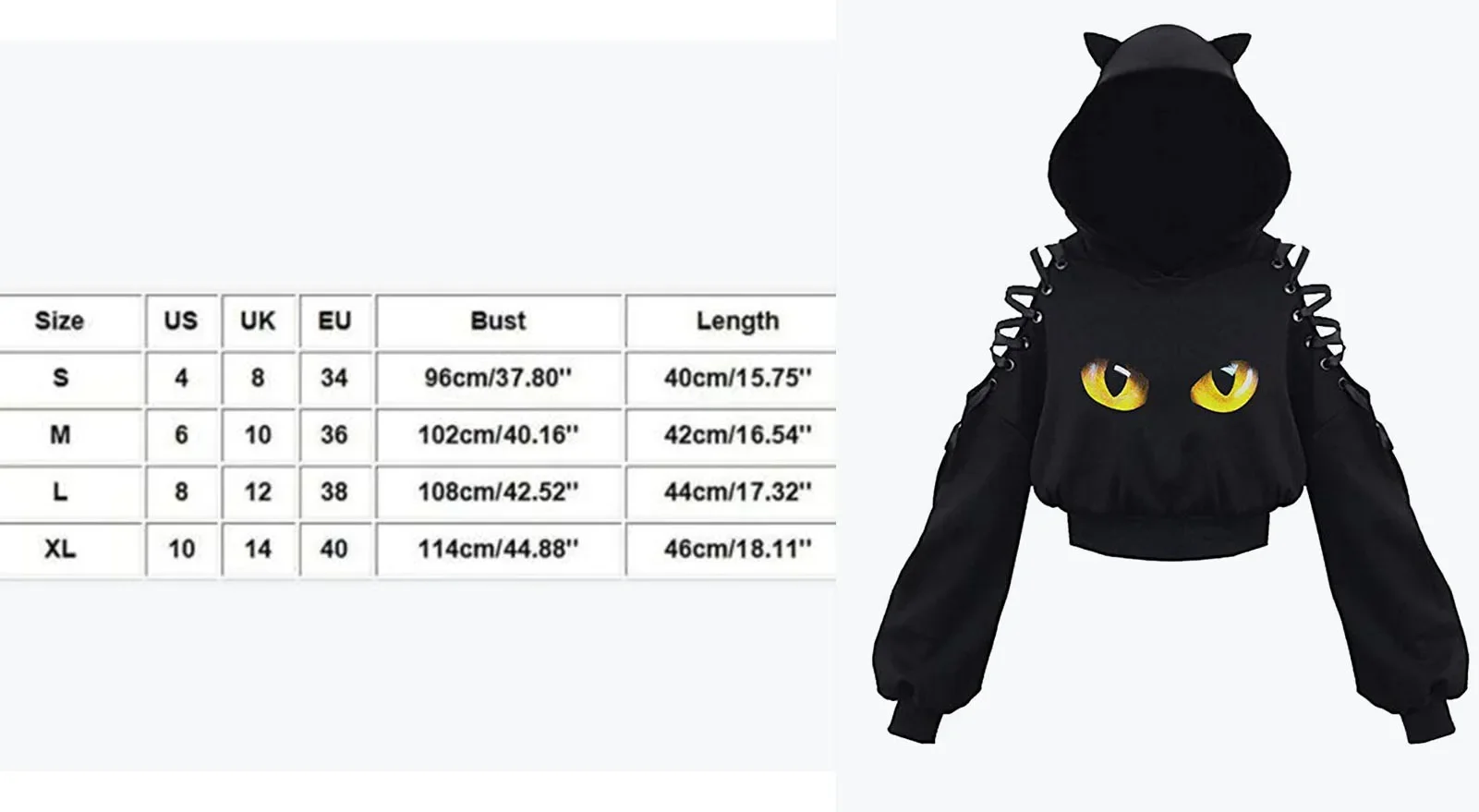 Harajuku Women Summer Top Long Sleeveless Cute Cat Ear Hooded Pullover Lace Up Sweatshirt Hollow Out Lace Up Hoodies Short Top