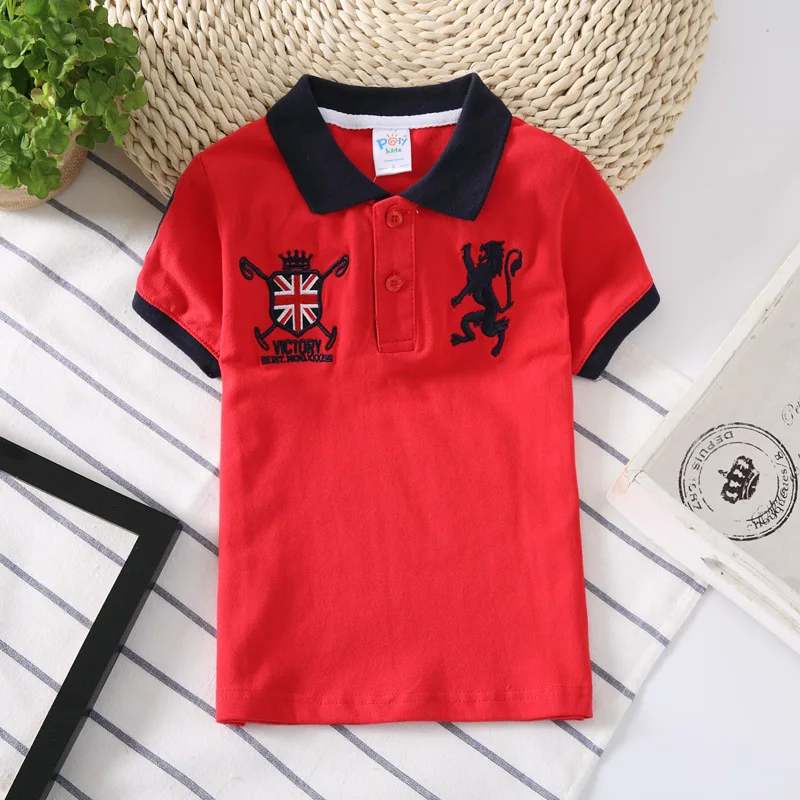 Summer Cotton Polo Kids Boys Tops Baby Boy Sports Polo Shirts Lapel Breathable Fabric Tee Fashion 2-14 Years Children Clothing