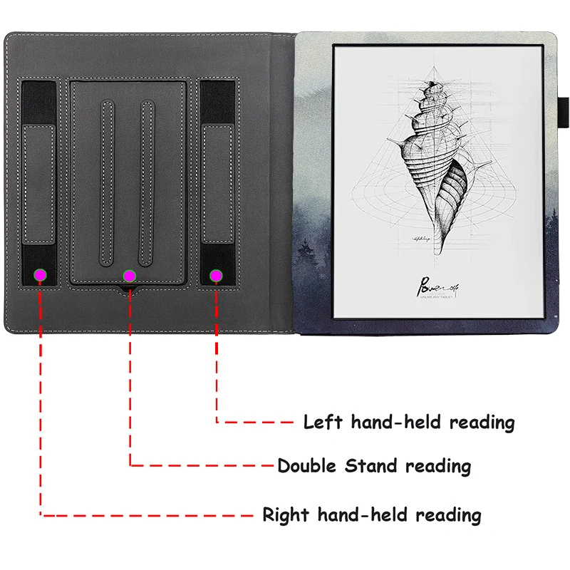 Case for BOOX Note Air2 Plus ePaper Paper Tablets Cover with Double Hand Strap / Double Stand / Pen Holder /Auto Sleep Wake