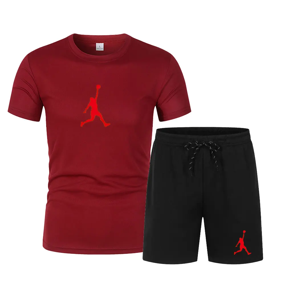 2026 Summer Fashion Printed Men's Shorts Set Two Piece Set, Men's Quick Drying Breathable Sports Set Short Sleeve T-shirt Set Me view 3