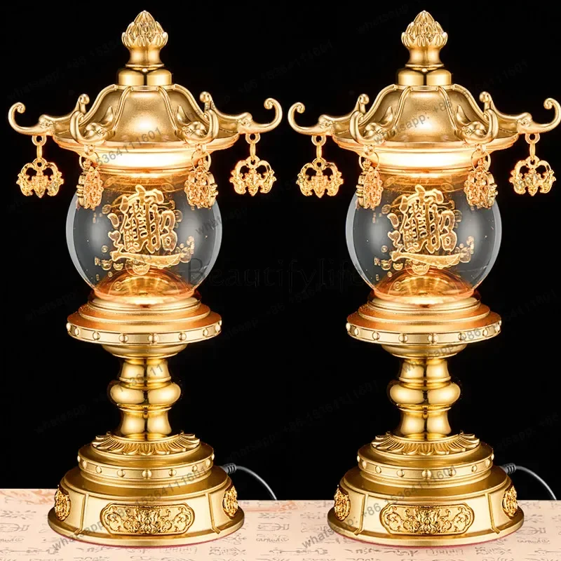 PG   crystal lotus buddha offering ornament, taoist immortal everlasting offering, wealth god offering buddha ornament