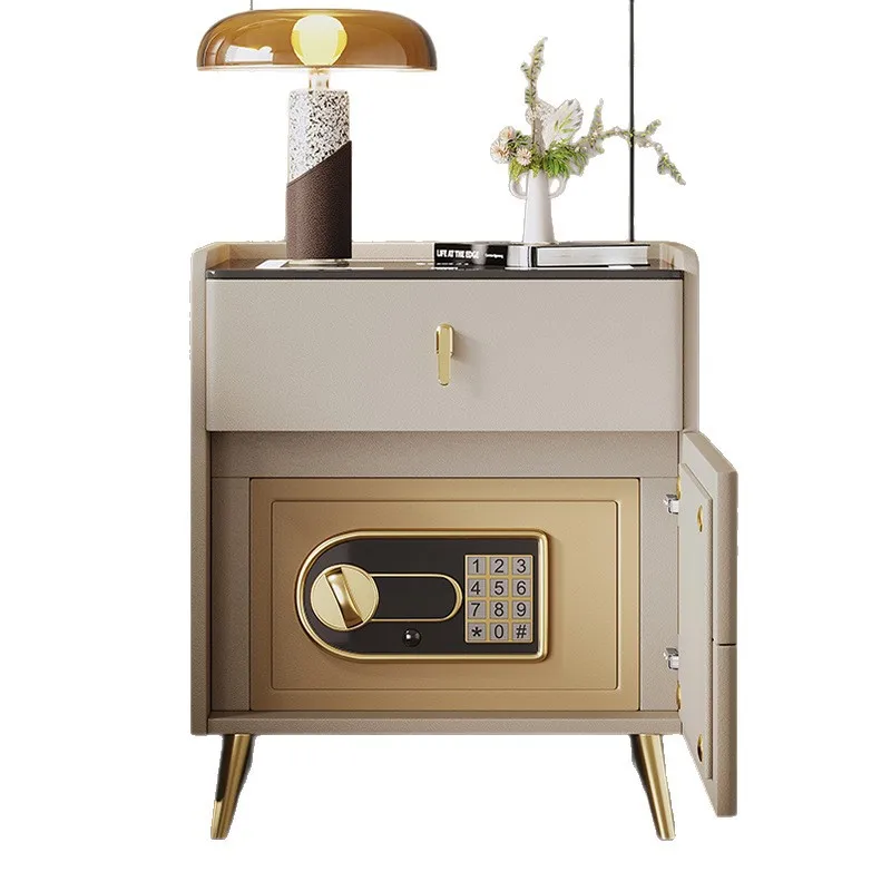 High-End Leather Smart Bedside Table with Wireless Charger, Lockable Drawer & USB/Type-C Charging Station