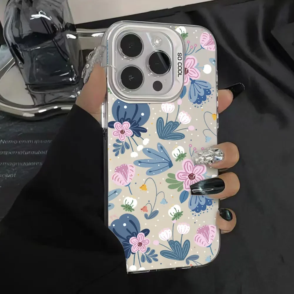 Trendy Flower Printing Matte IMD Case For Vivo S18 Pro S17 S16 Pro 5G T3 T2 Phone Funda For Vivo S18 Pro 17 S16Pro Back Cover image 2