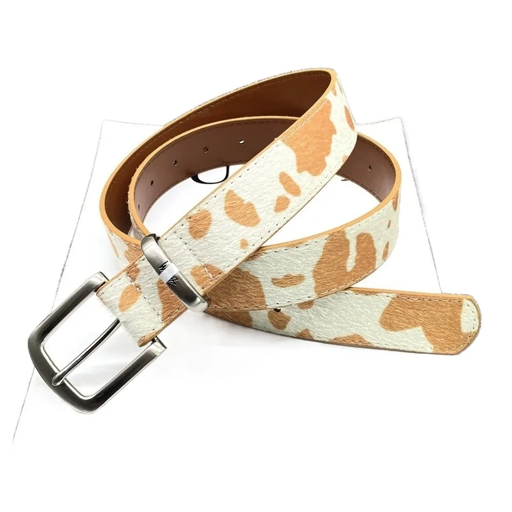 

Модный пояс из коровьей кожи с конским волосом, пояс из искусственной кожи с металлической пряжкой, универсальный аксессуар, повседневные брючные ремни для платья