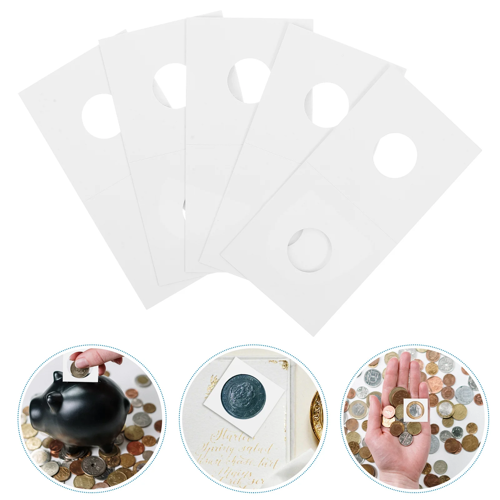 

400Pcs Transparent Paper Coin Holders Coin Storage Clips Convenient Organizer Display Accessories