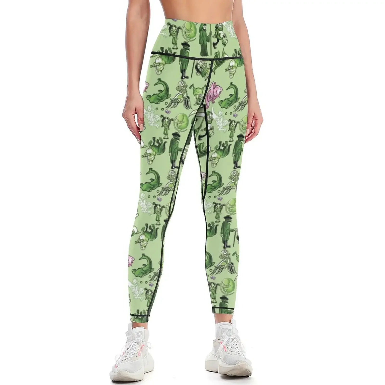 There's a Zombie in the Basement Endsheet Pattern Leggings flared Sweatpants sporty woman gym Womens Leggings