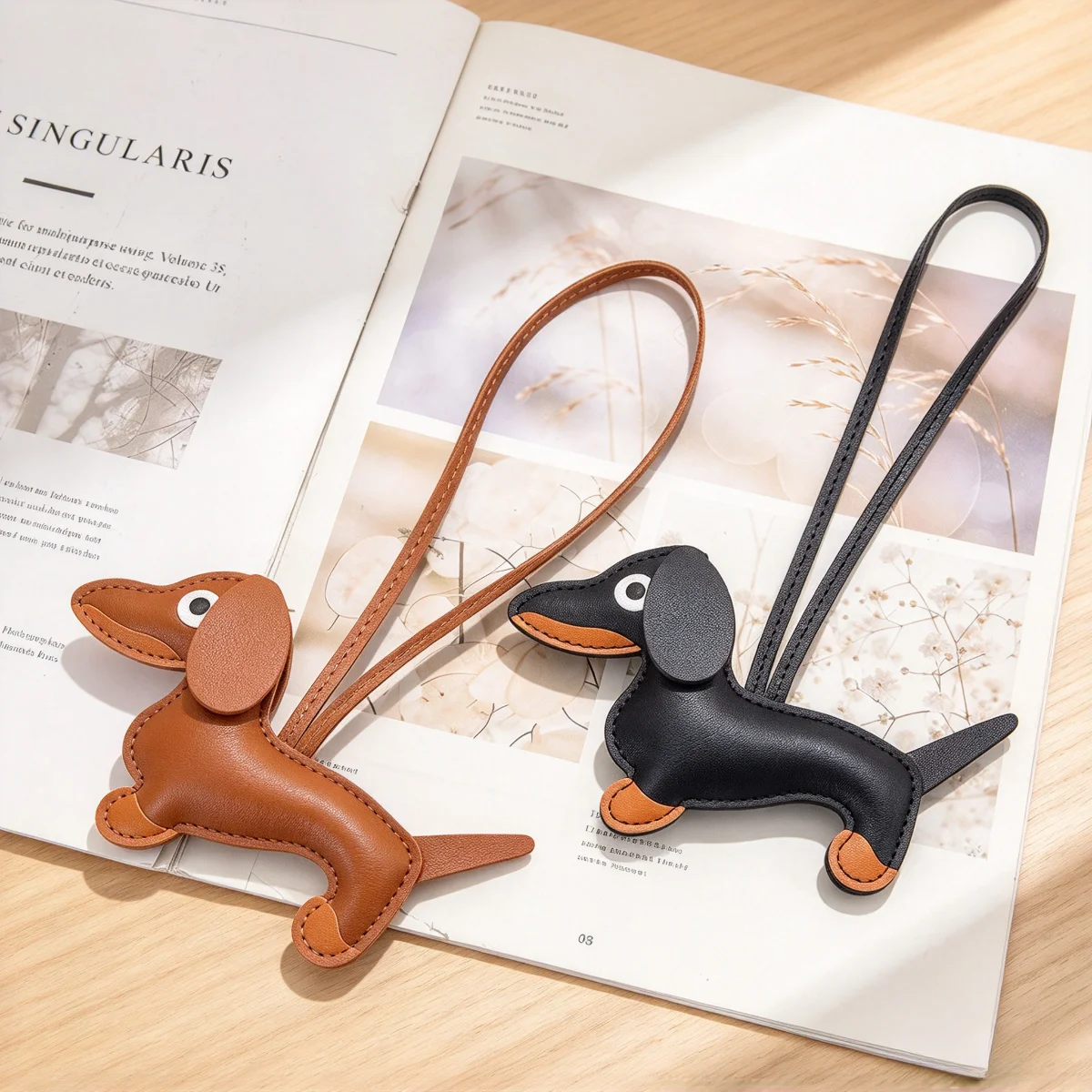 Dackel-Schlüsselanhänger aus PU-Leder, Welpen-Anhänger, Taschen-Charm für Damen, Rucksack, Handtasche, Autoschlüsselring, süßes koreanisches Valentinstagsgeschenk – Detail 7