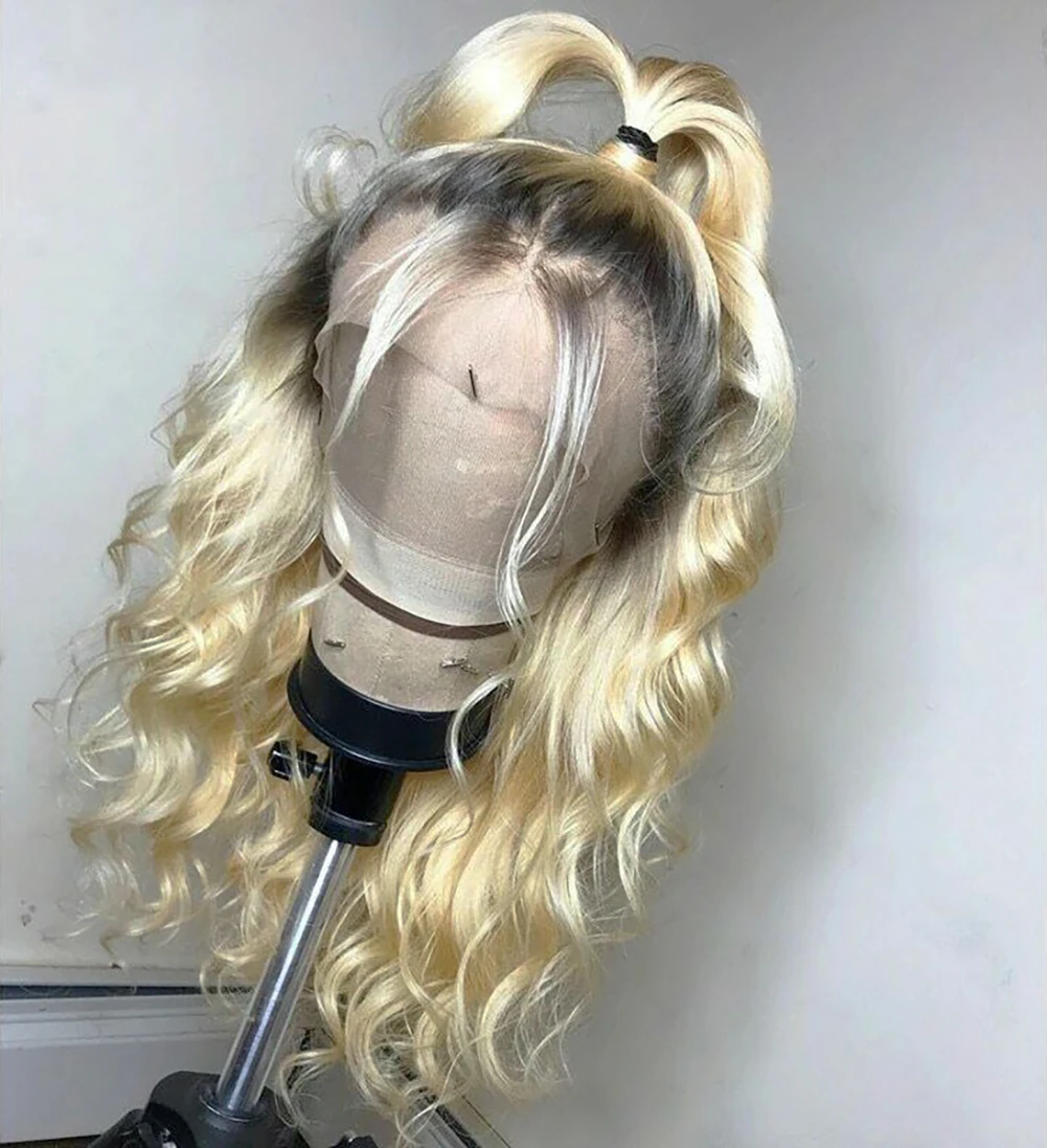 Blonde 13x6 lace frontal wig Human Hair Colored 613 blonde deep water wave HD Transparent Lace wigs Pre Plucked Ombre Brown