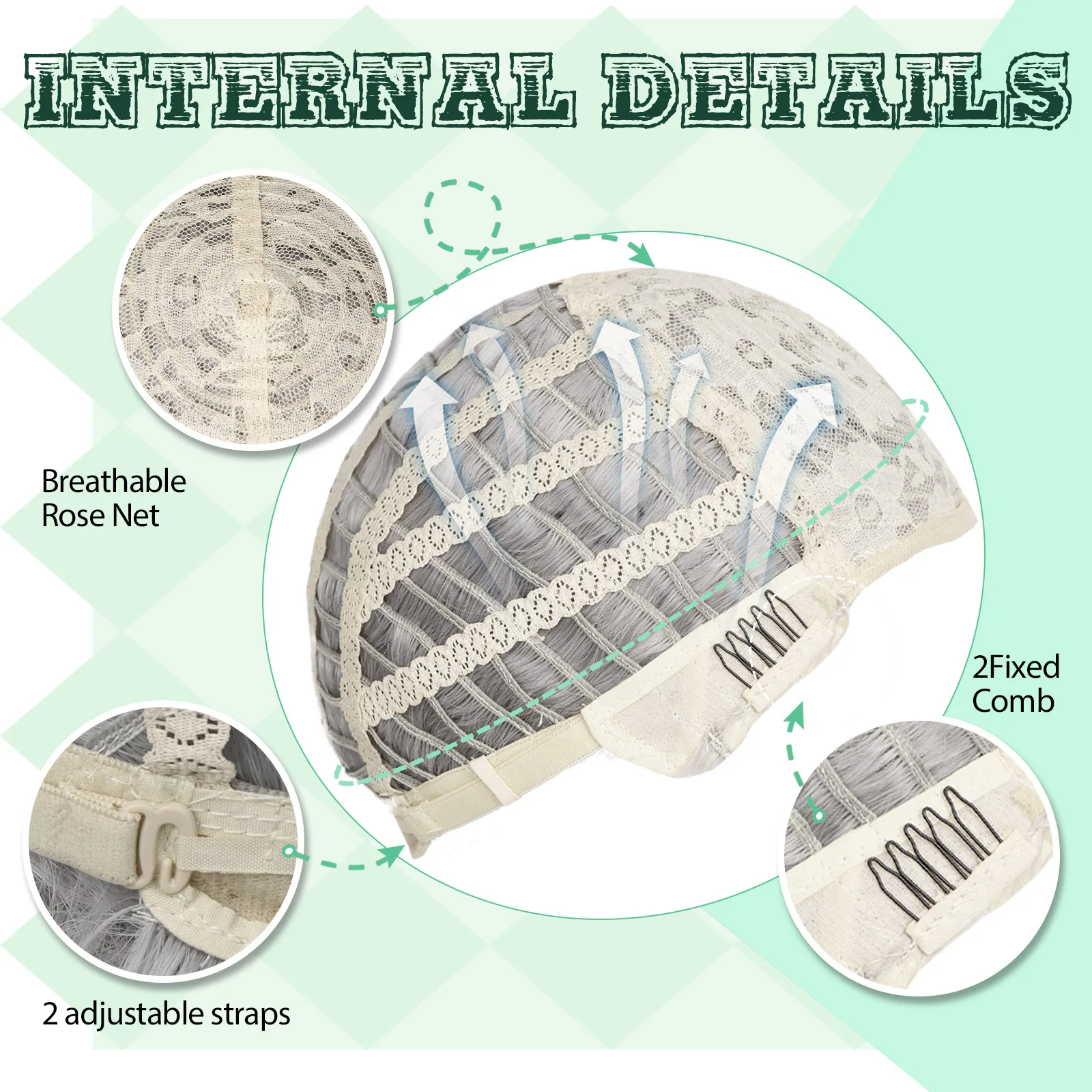 Wig dan Aksesori Kostum Wanita Tua untuk Wanita Wig Nenek Keriting Abu-abu Wig Nenek Sintetis untuk Cosplay Halloween 100 Hari