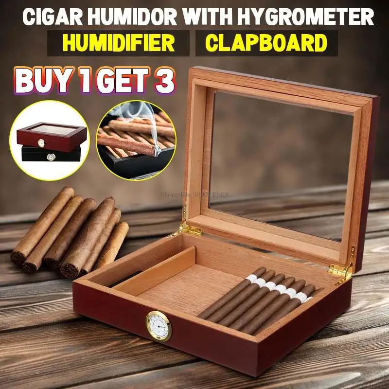 

Portable Cedar Wood Cigar Box Travel Humidor Box Cigar Case with Humidifier Hygrometer Cigar Humidor Box Organizer