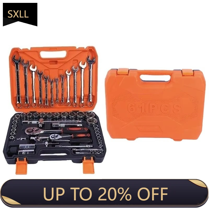 

SXLL 61 Piece Chrome Vanadium Steel Auto Repair Toolbox Household Steam Engine Repair Kit Other Hand Tools