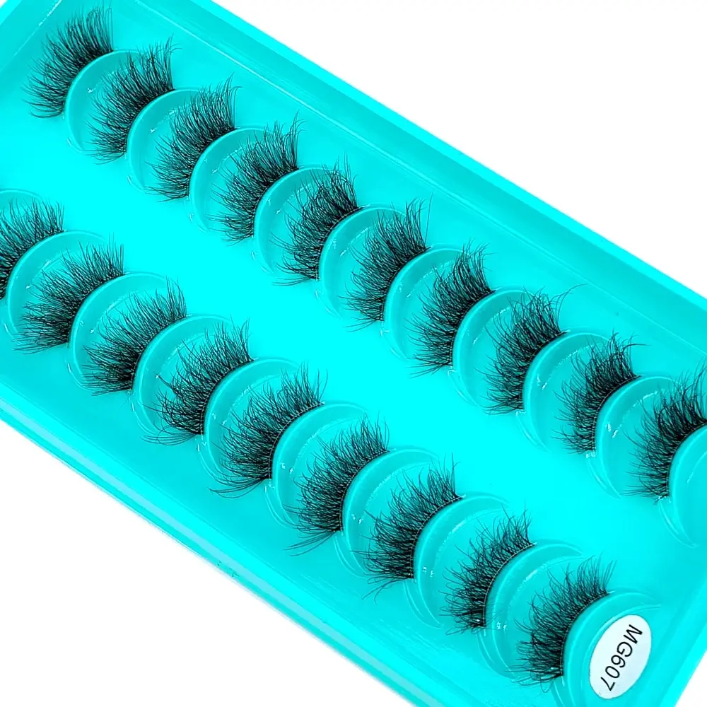 New 10 Paris Half False Eyelashes with Clear Band Wispy Cat Eye Look Natural Short Lashes Faux Mink Fake Eyelashes