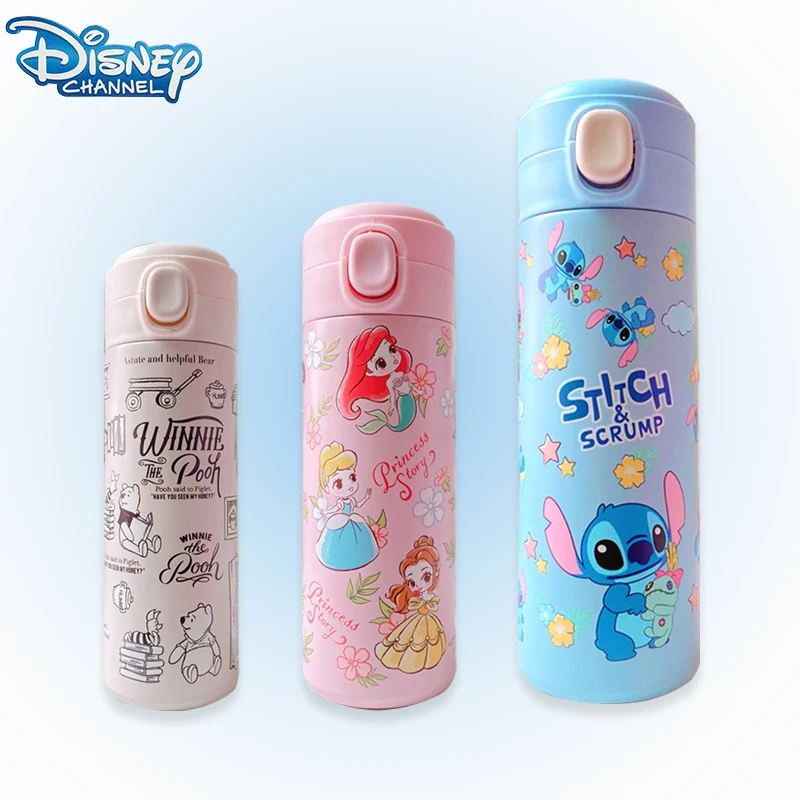 Disney Stitch Thermos Cup Cute Student Stainless Steel 420ML Water Cup Winnie The Pooh Cute Kettle Portable Water Cup Party Gift