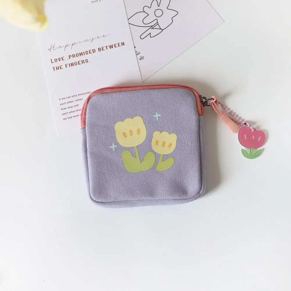 

Printing Data Cable Storage Bag Small Item Bag Tulip Coin Purse Women Change Storage Bag Lipstick Cosmetic Bag Coin Money Bags