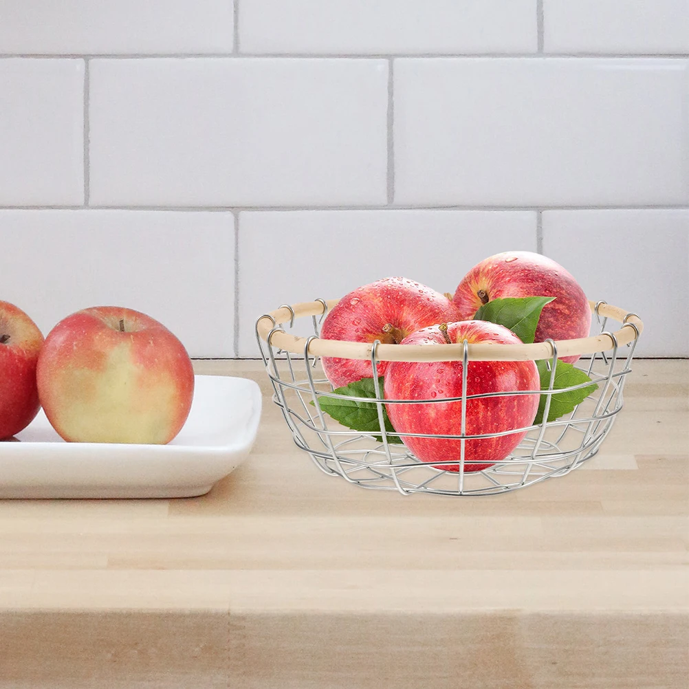 

Железная проволока Корзина с фруктами Металлические корзины Проволочная кухонная столешница Стол для хранения Многоразовые овощные хлебные закуски Декоративные прочные