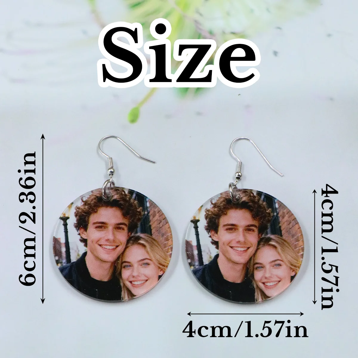 Individuelle Ohrringe mit Foto, personalisierte Ohrringe für Frauen, lustige Ohrringe mit individuellem Bild, anpassbare Hängeohrringe – Detail 2