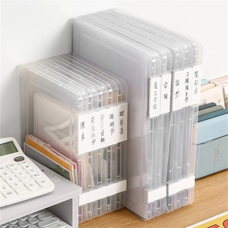 A4/A5 Paper File Storage Box Transparent Portable Folder Document Case Contract  Test Paper Desktop Sorting Box Office Supplies