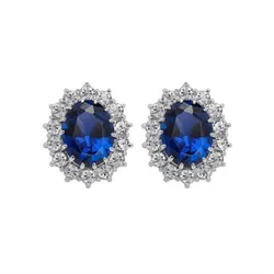 AAAA+ real egg oval zircon stone Royal Blue Kate Queen stud Earrings fashion jewelry girl birthday gift dropshipping quality wed