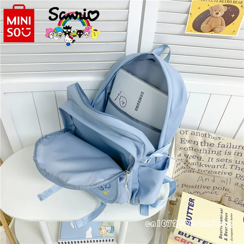 Miniso Pochacco bolsa escolar de grande capacidade para meninas, mochila feminina dos desenhos animados, bolsa de estudante casual de alta qualidade, nova