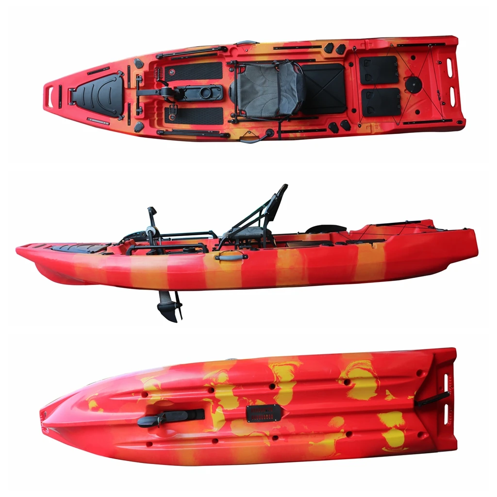 

Vicking Single Paddler Pedal Drive Sit-On-Top Canoe Durable Plastic Motor Kayak LLDPE Material for Fishing and Rowing