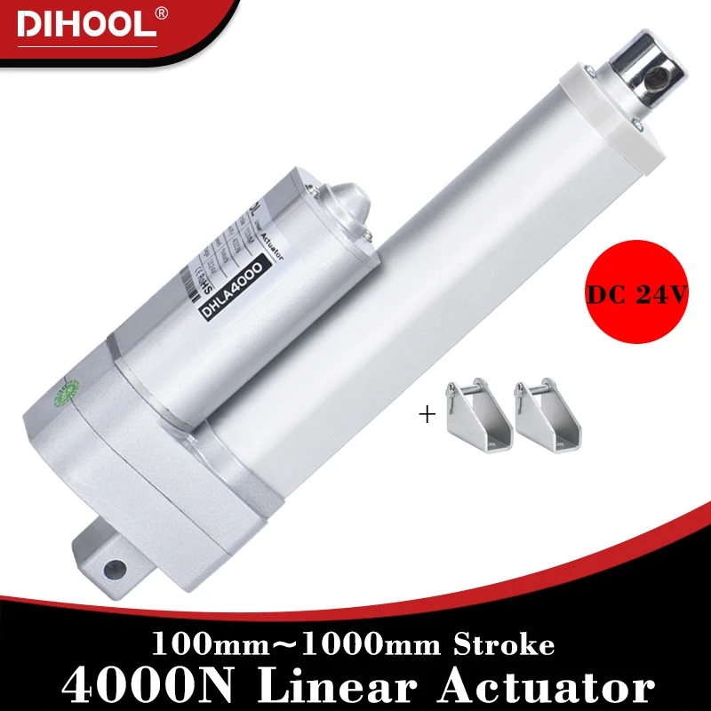 4000N Linear Actuator 24V Electric Lifting Motor 100mm~1000mm Stroke 80kg~400kg Load Adjustable Telescopic Rod 25dB 75W