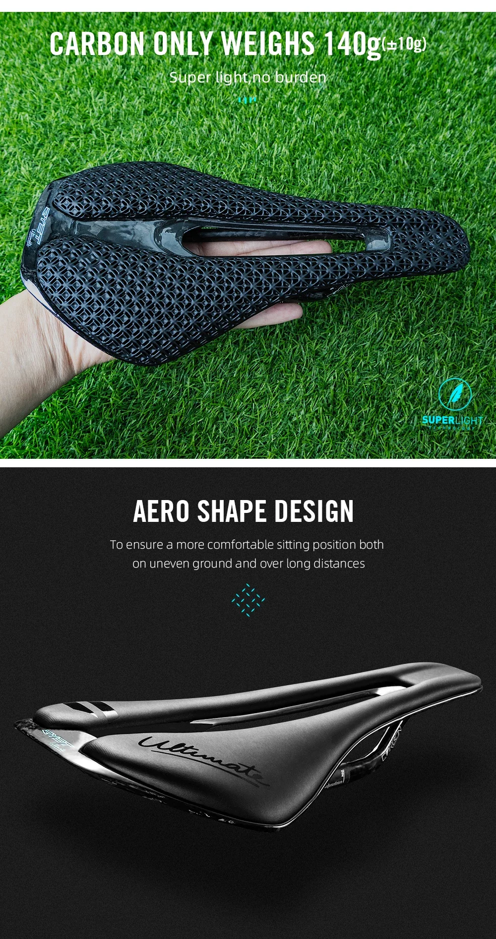 RYET Ultraleichter Carbon-Fahrradsattel 3D-Gedruckter Fahrradsitz 135/143mm Bike-Sattel für MTB Gravel Rennrad Fahrradteil – Detail 10
