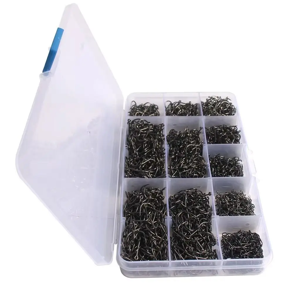 1000 pçs conjunto de ganchos de pesca de aço carbono tamanho 3-12 único gancho de pesca ganchos fixos ferramentas de pesca engrenagem de pesca ganchos de pesca farpados