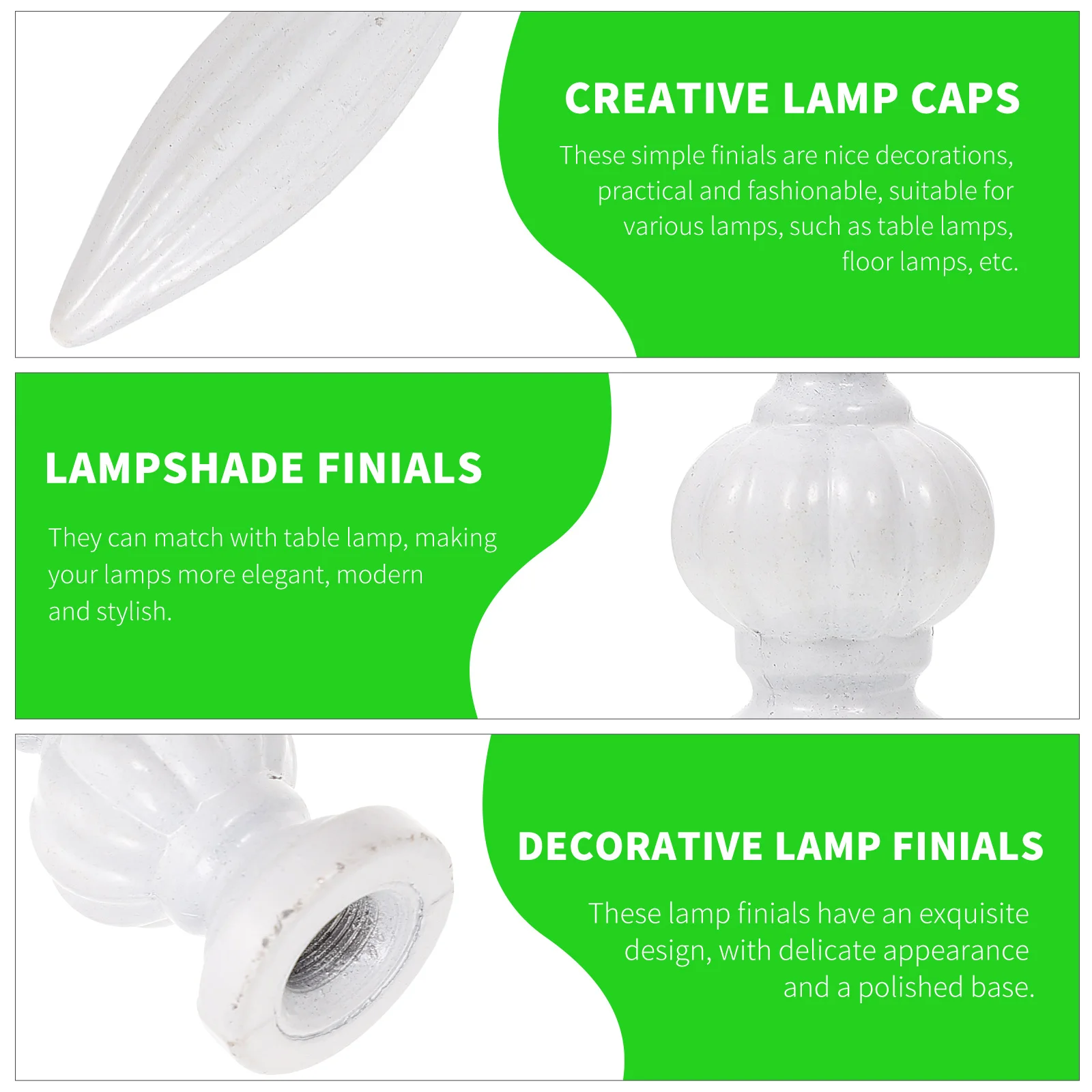 

2pcs Harvard Horn Frame Decorative Heads Zinc Alloy White 10MM Inner Thread Lampshade Finials for Table Floor Lamps Stylish