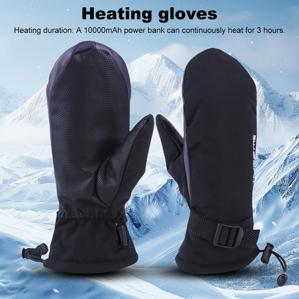 Guantes calefactables con carga USB, guantes calefactores eléctricos a prueba de frío, 3 velocidades de temperatura para acampar al aire libre y senderismo