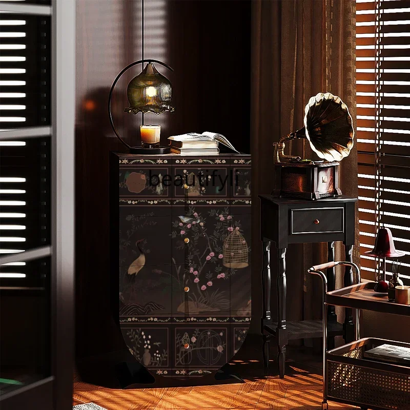 

ss K178 ss25 French medieval solid wood foyer storage decorative cabinet household entrance entrance restaurant storage four che