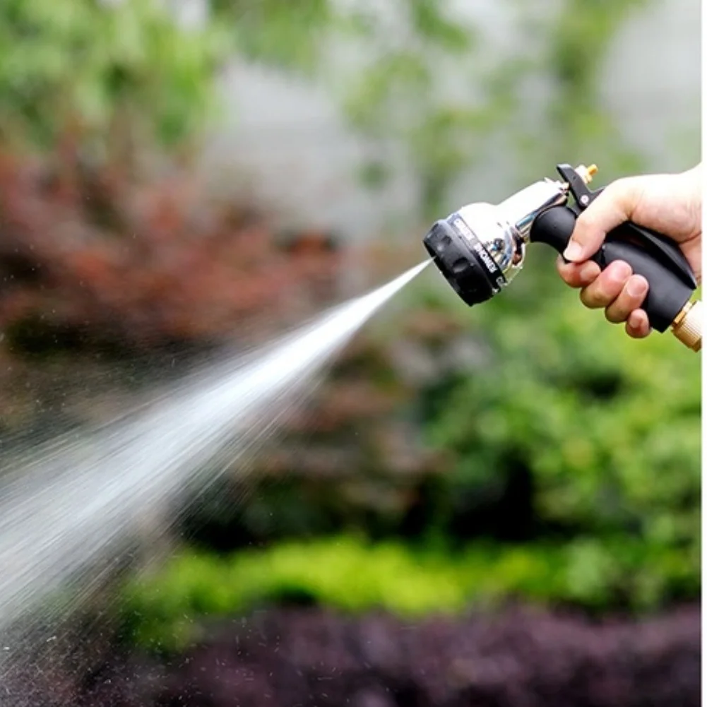 Adjustable 7-Pattern Spray Nozzle for Garden Use Featuring Metal Coating Copper Tip and Comfortable Ergonomic Non-Slip Grip