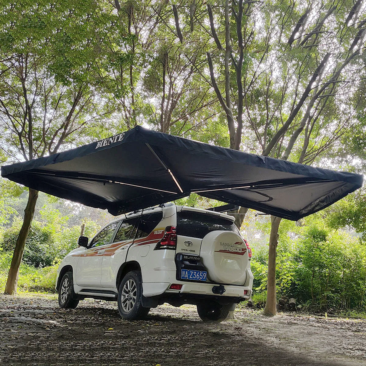 2M Car Awning,Wholesale 270 Degree Foldable Car Rooftop Tent Portable Outdoor Side Car Shade Canopy with D-Hole for Camping