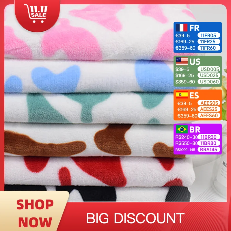 

Double-Sided Flannel Printed Cow Pajamas Set for Children, Warm Velvet Fabric, Plush Fabric, Handmade Sewing, DIY, Home Clothing