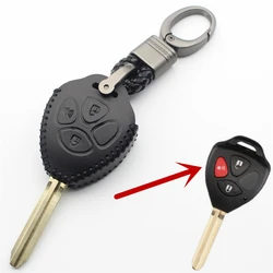 Genuine Leather Remote Key Case Cover For Toyota Wish Camry Matrix RAV4 Hilux Vigo Fortuner