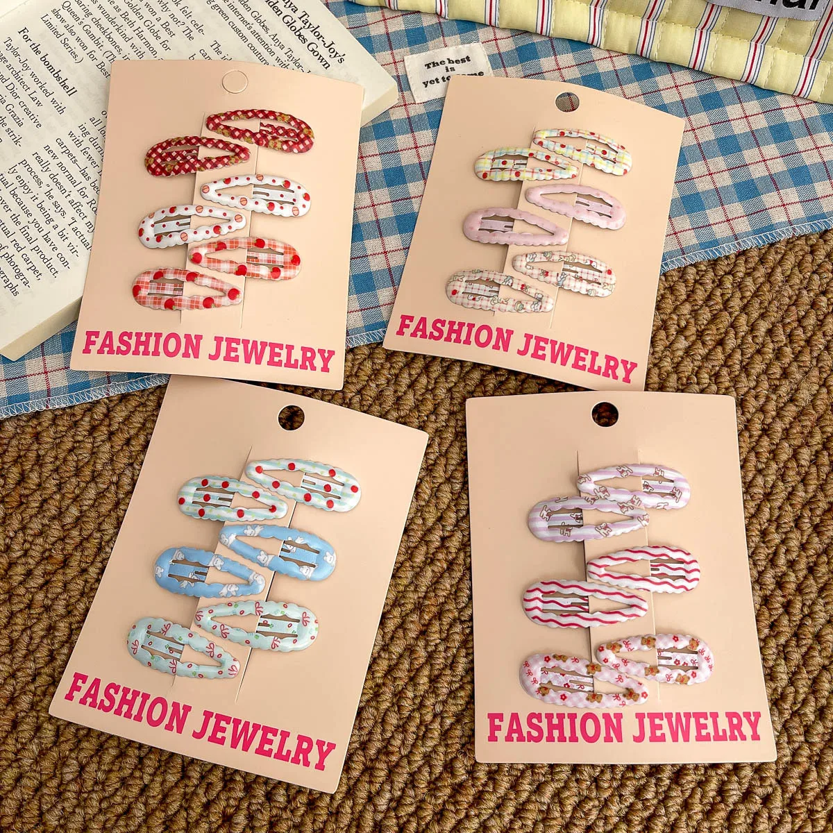 6pcs/lot Plaid Water Drop BB Clip Cartoon Animal Cute Baby Girl Bangs Side Clip Hairpin Hair Clip Children's Hair Accessories