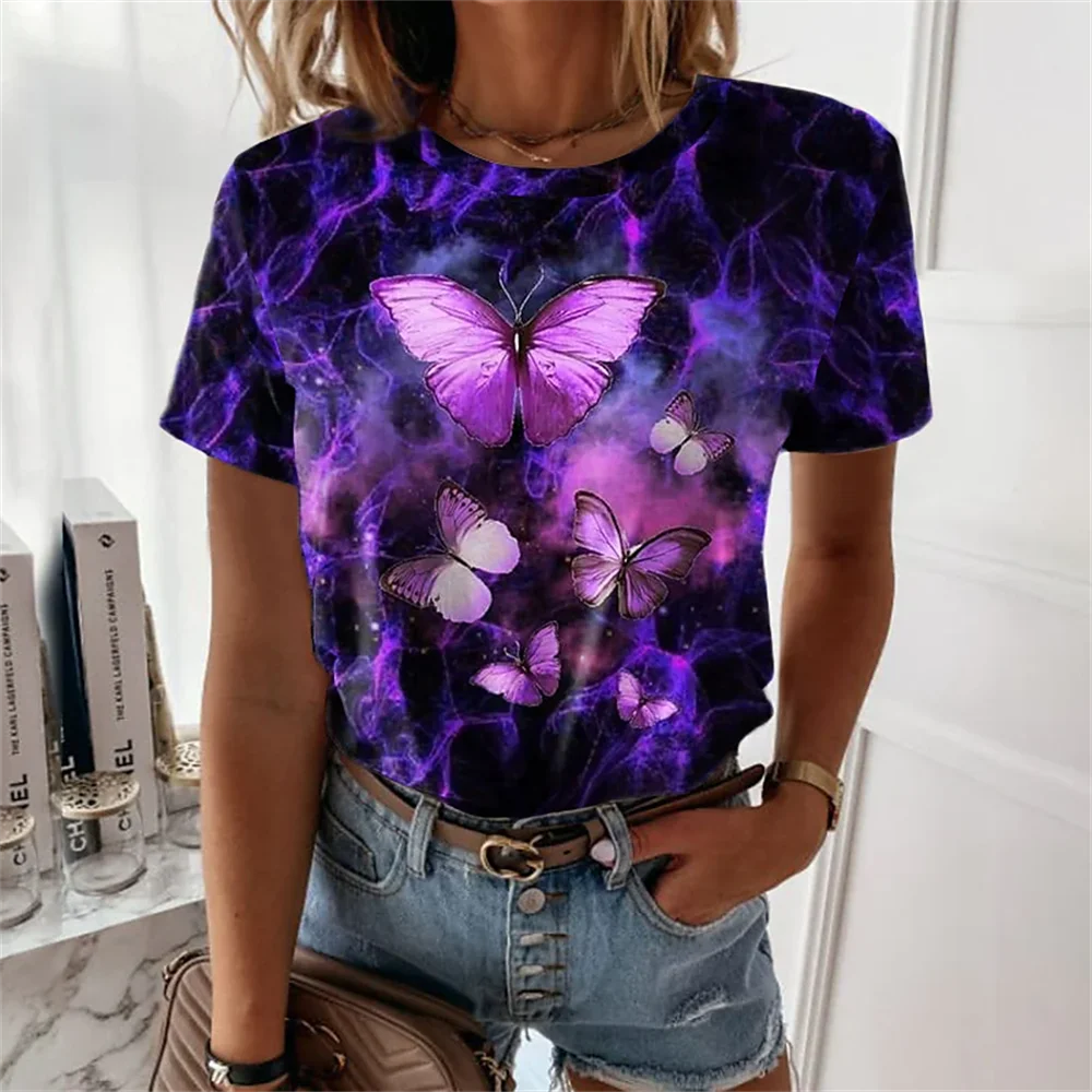 

Butterfly Graphic 3D Printed T-Shirts Woman Fashion Streetwear Oversized Short Sleeve T Shirt Y2K Women Girl Tees Tops Clothing