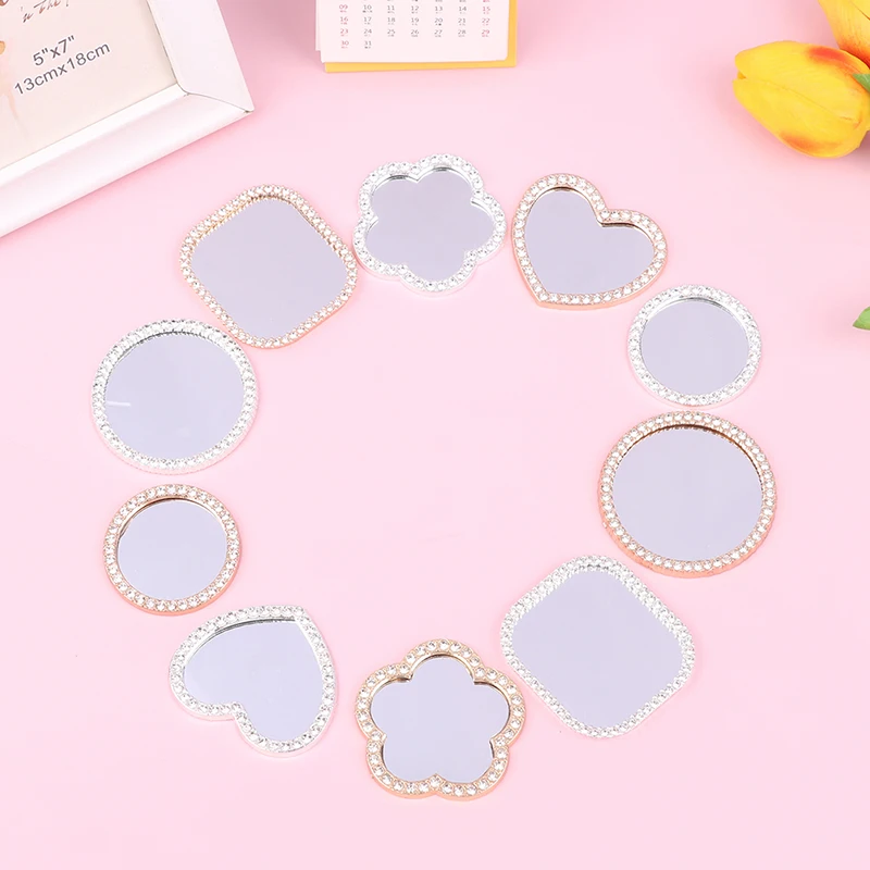 New 1/6 1/12 INS Dollhouse Mini Accessories Furniture Round 3D Diamond Makeup Mirror Furniture Model Beautiful Handmade Mini Toy