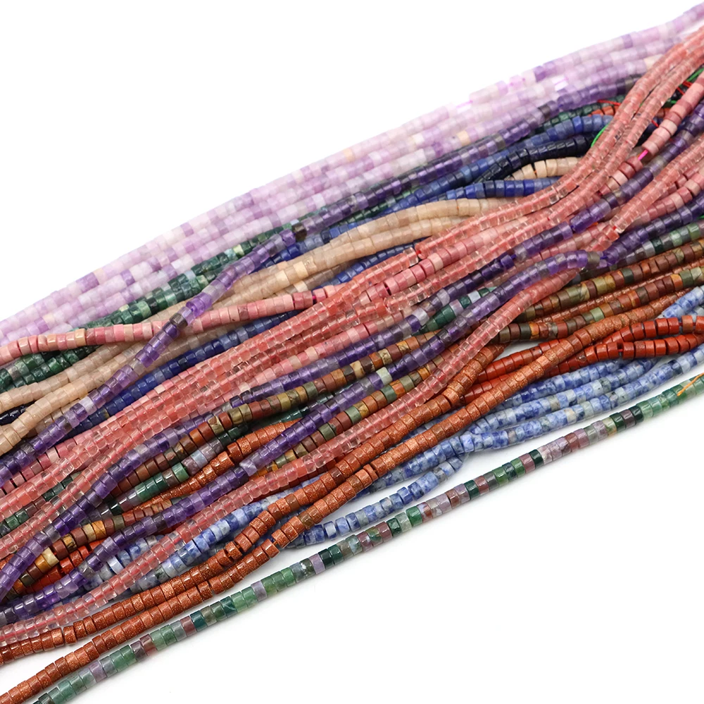 4x2mm Natural Flat Disc Round Stone Beads Handmade DIY Bracelet Necklace Loose Spacer Beads For Jewelry Making DIY Accessories