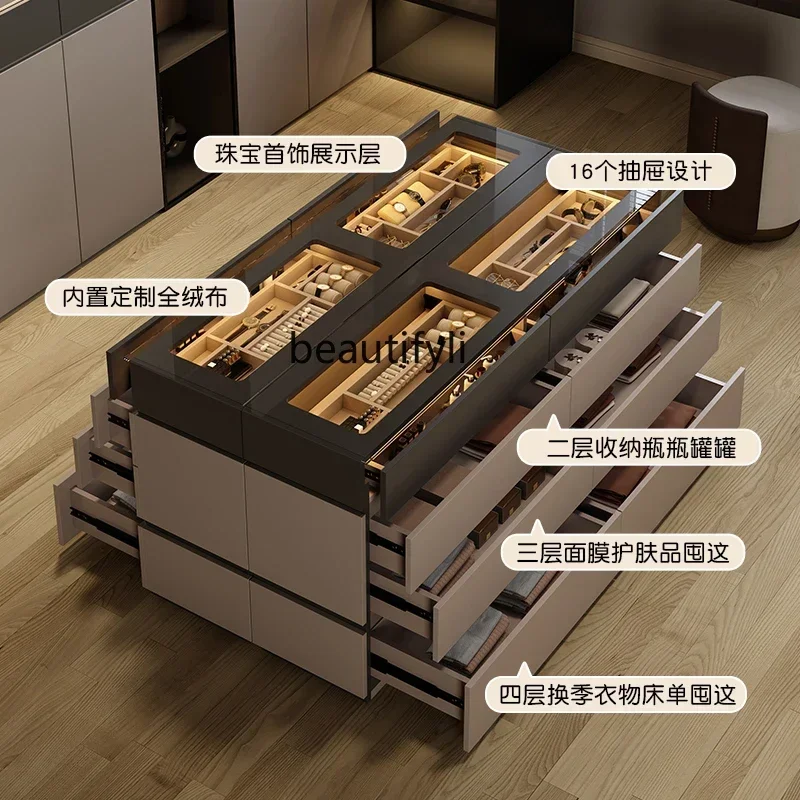 NEW Italian Cloakroom Island Cabinet Light Luxury Jewelry Storage Cabinet Large Capacity Double-sided Drawer Cabinet