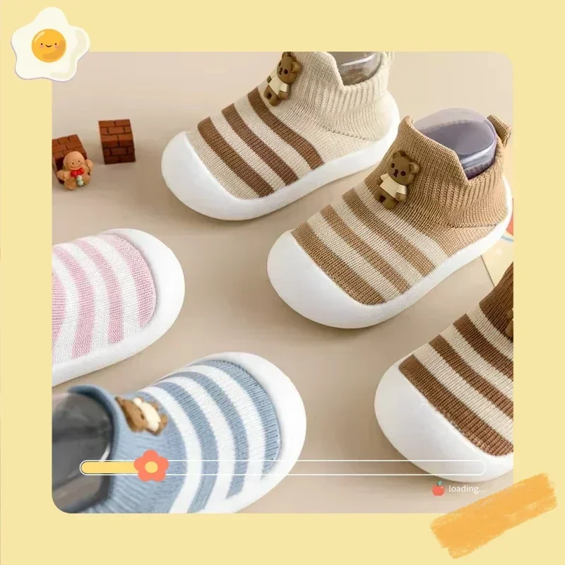 أحذية لطيفة مضادة للانزلاق ومضادة للتصادمات، أحذية رياضية لطيفة، أحذية أطفال مخططة برسوم كارتونية، نعل ناعم بسيط كاجوال #3