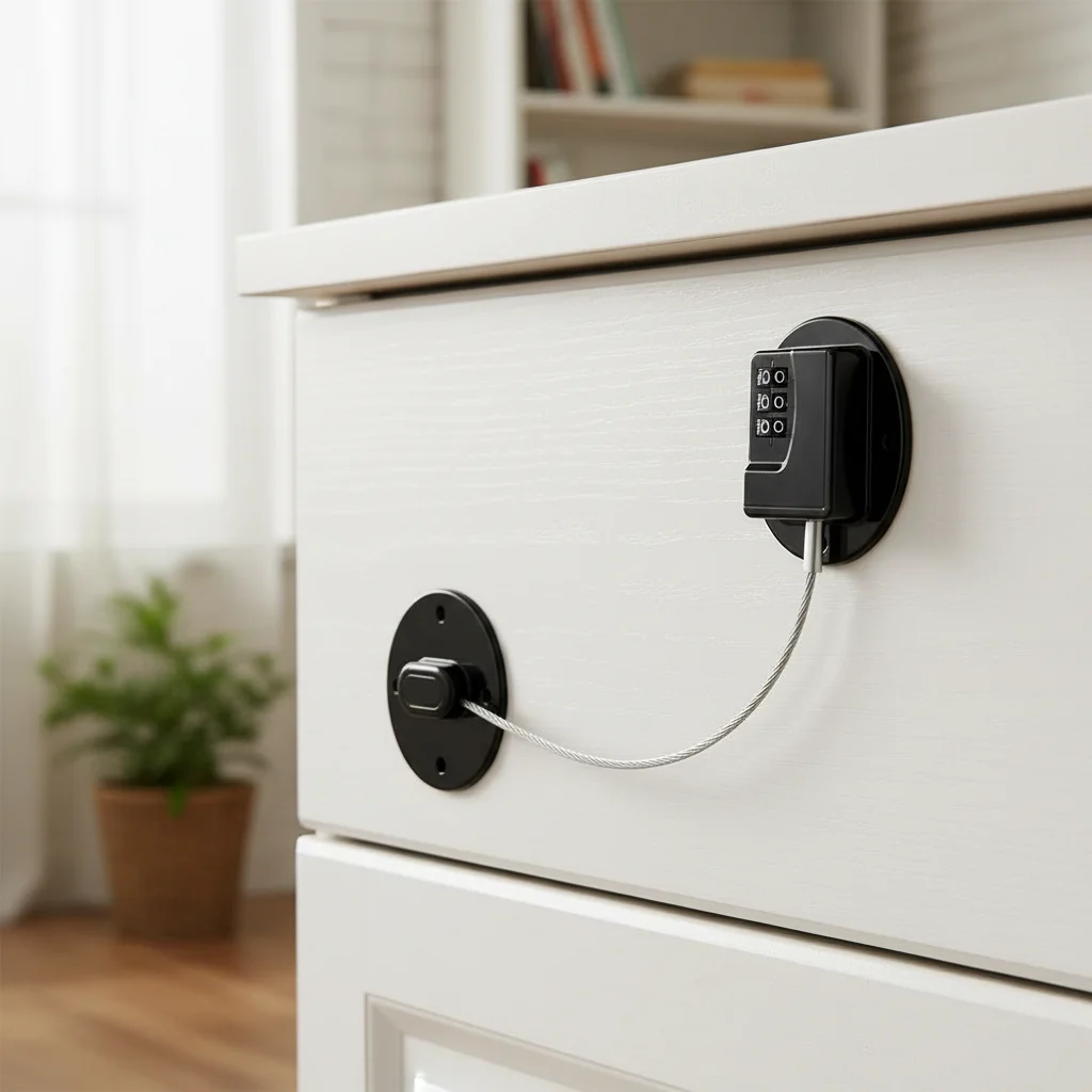 Fridge Lock for Kids and Adults, Refrigerator Locks with Combination, for Closet, Cabinets, Drawers Strong Non-Marking Adhesive