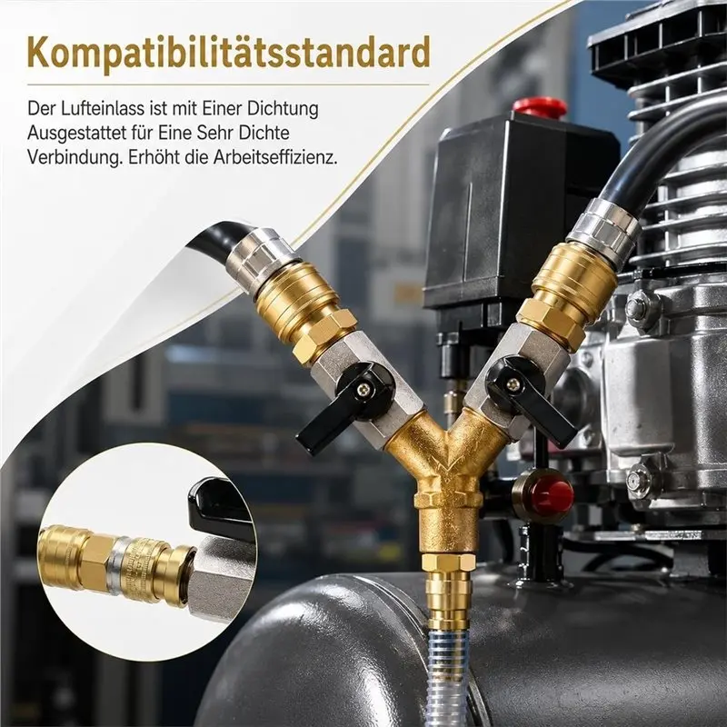 WCS-Brass 1/4 Inch Compressed Air Distributor With 2-Way Configuration& Shut-Off Valves, NW7.2 1/4 Inch Model