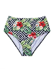 Women s High Waisted Bikini Bottoms Plus Size Printing Swim Trunks Swimusuit Bottoms Holiday Beachwear